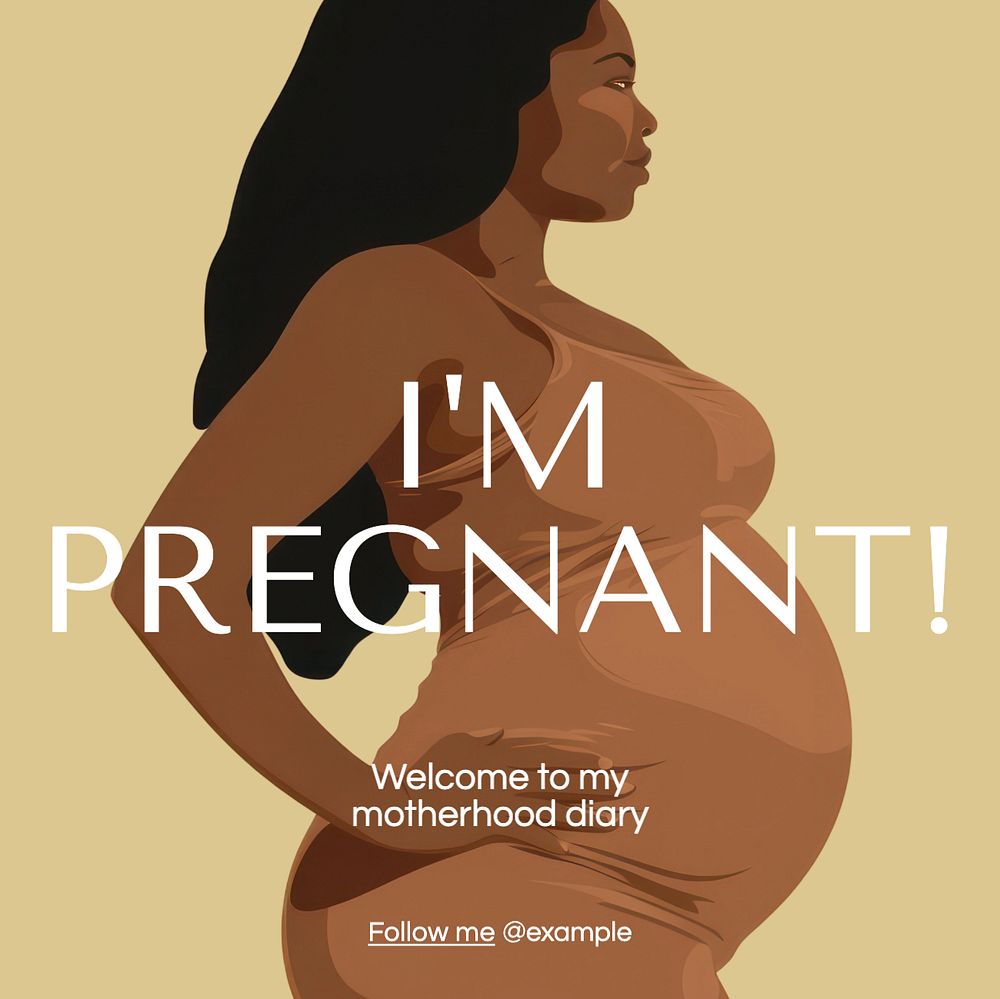 I'm pregnant Instagram post template, editable text