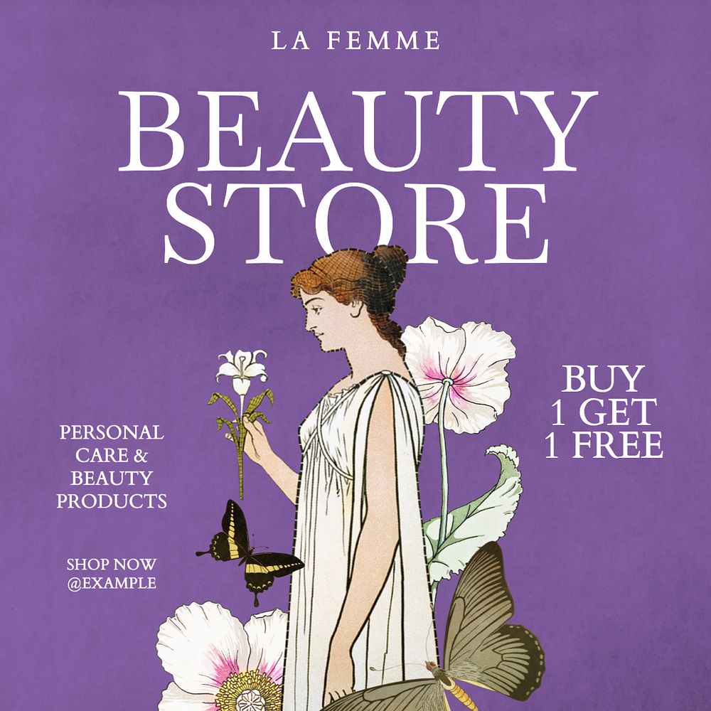 Beauty store Instagram post template, editable text