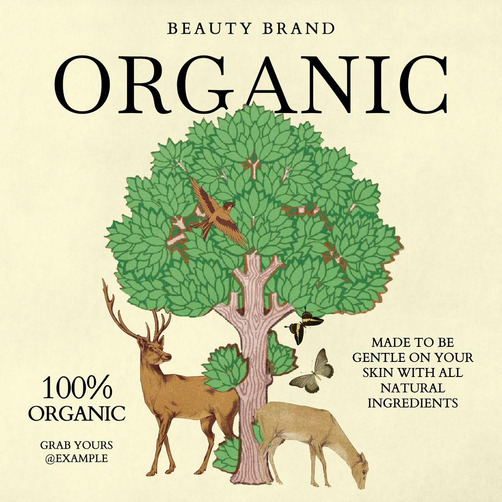 Organic beauty product Instagram post template, editable text