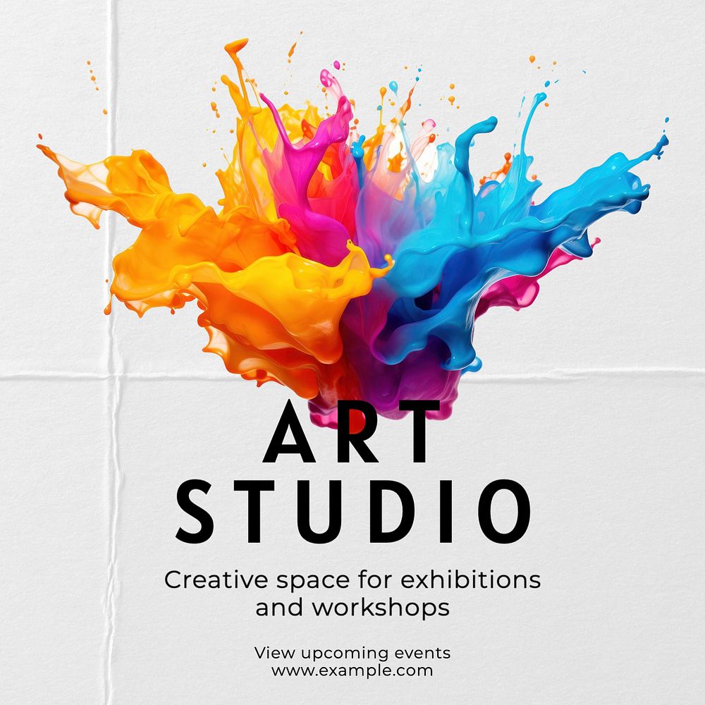 Art studio Instagram post template, editable text