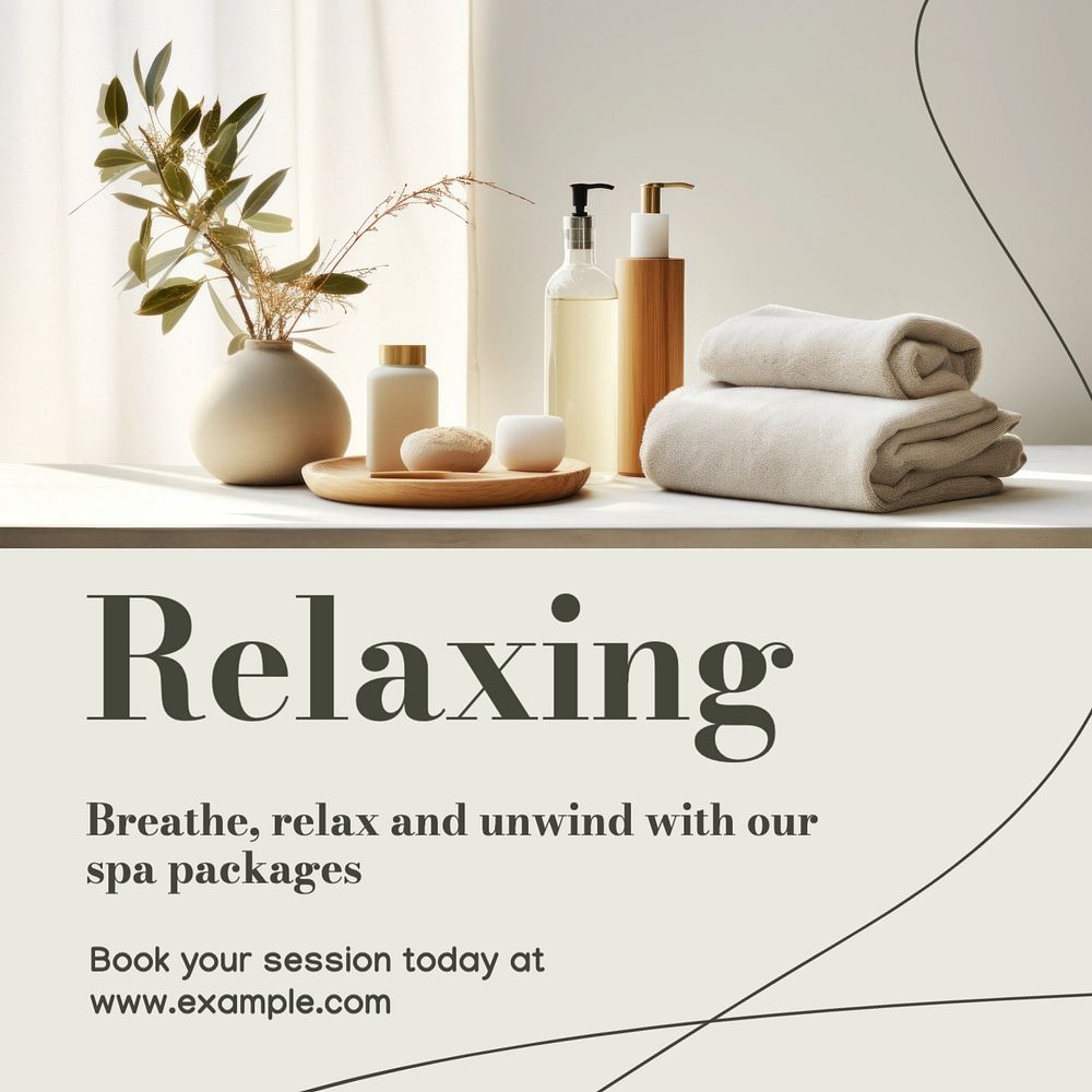 Relaxing spa Instagram post template, editable text