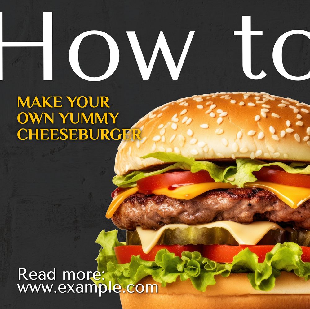 Cheeseburger recipe Instagram post template, editable text