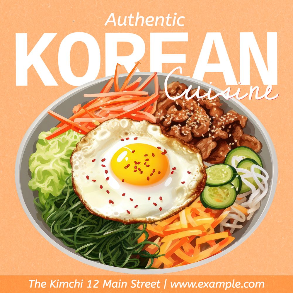 Korean cuisine Instagram post template, editable text