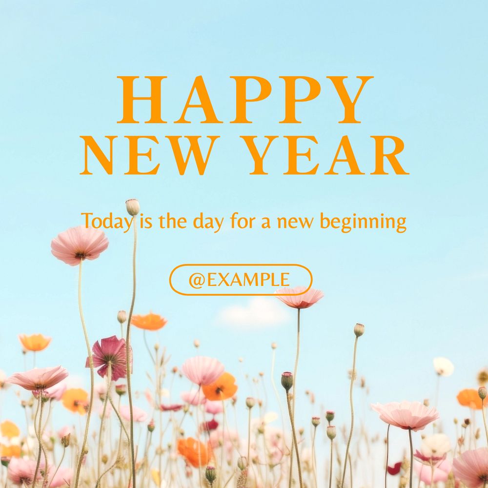 Happy new year Instagram post template, editable text