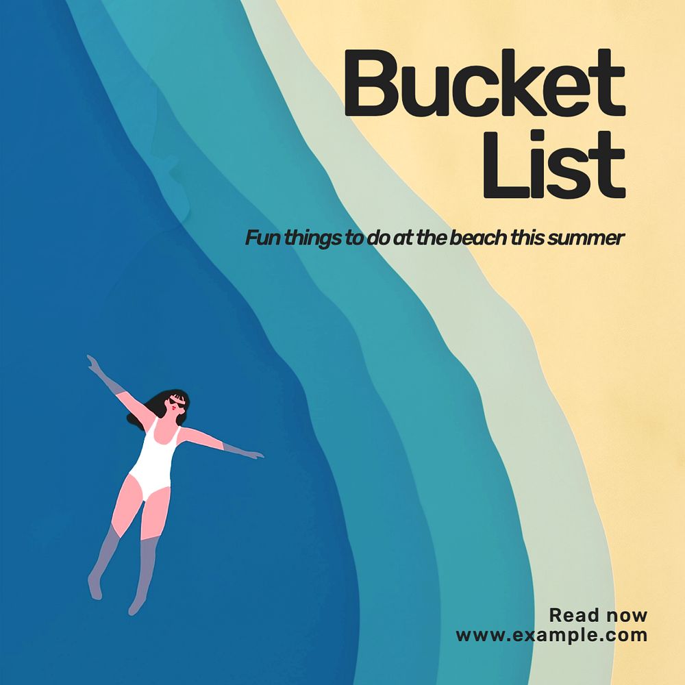 Bucket list Instagram post template, editable text