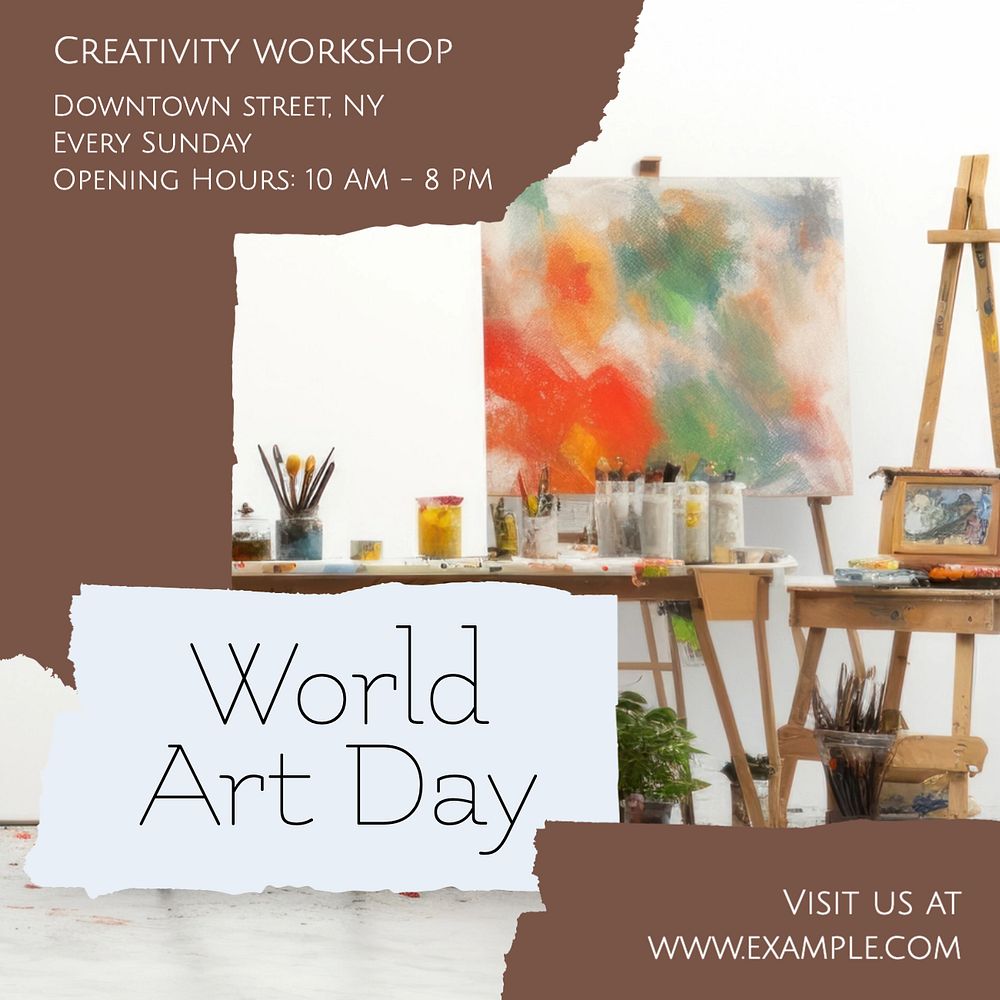 World art day Instagram post template, editable text