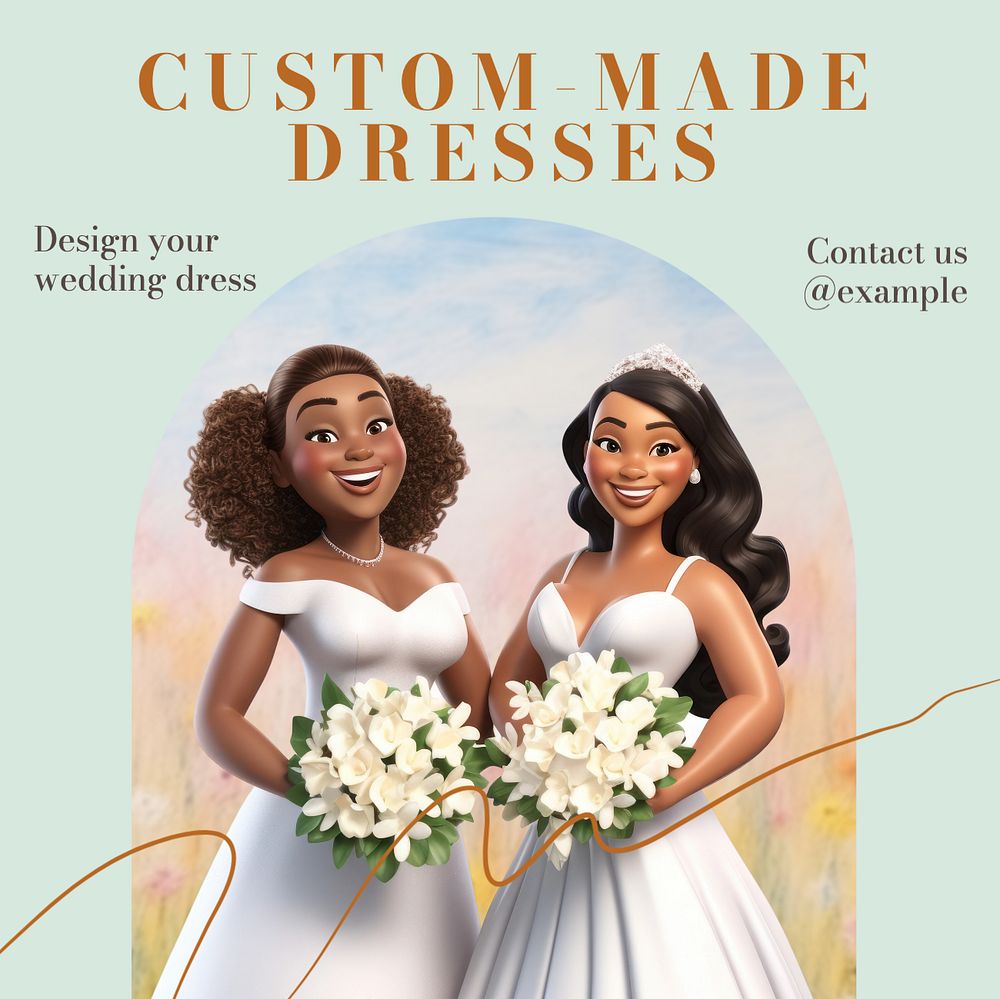 Custom-made dresses Instagram post template, editable text