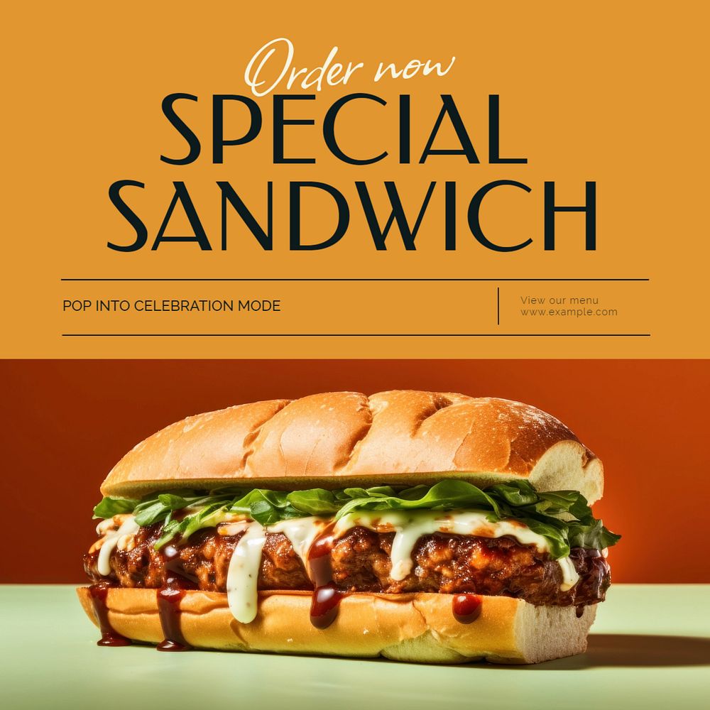 Special sandwich Instagram post template, editable text