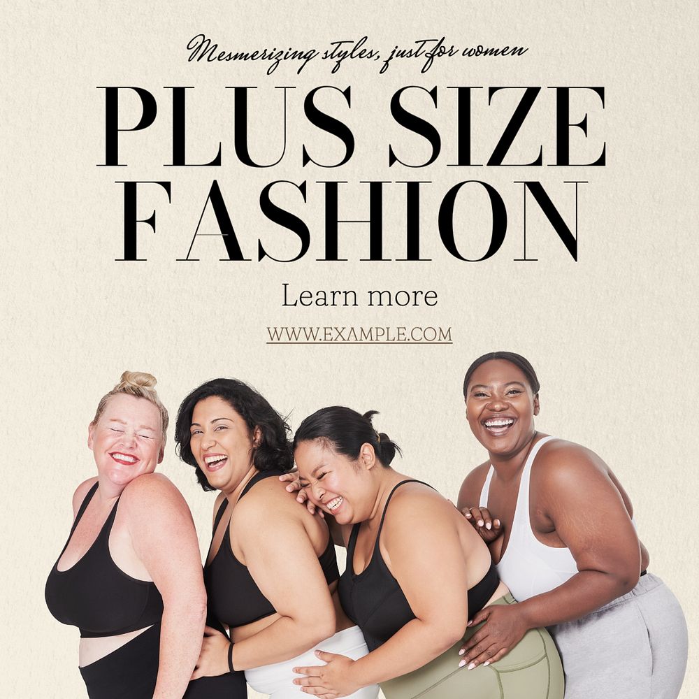 Plus size fashion Instagram post template, editable text