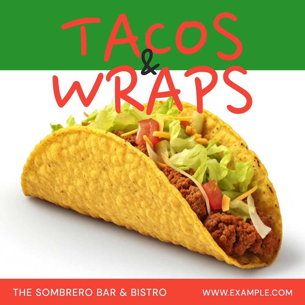 Tacos & wraps Instagram post template, editable text