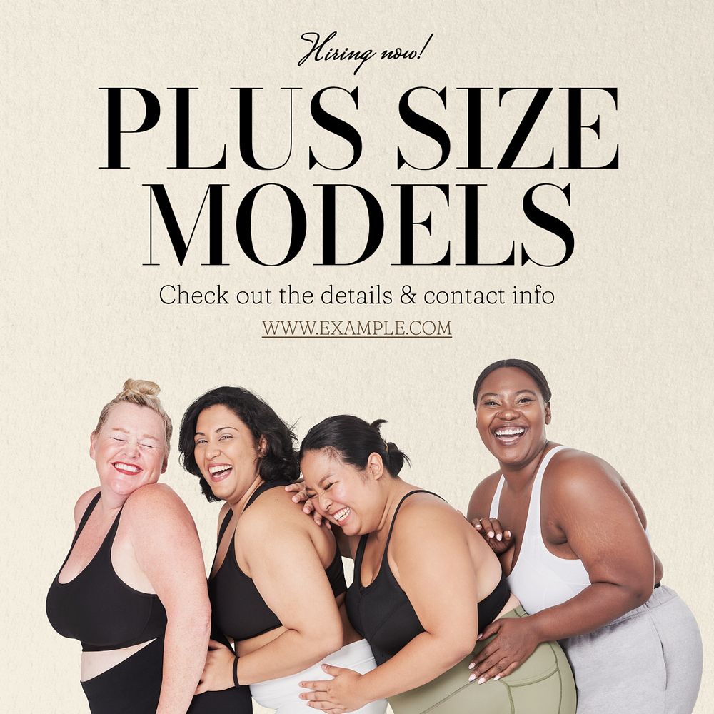 Plus size model Instagram post template, editable text