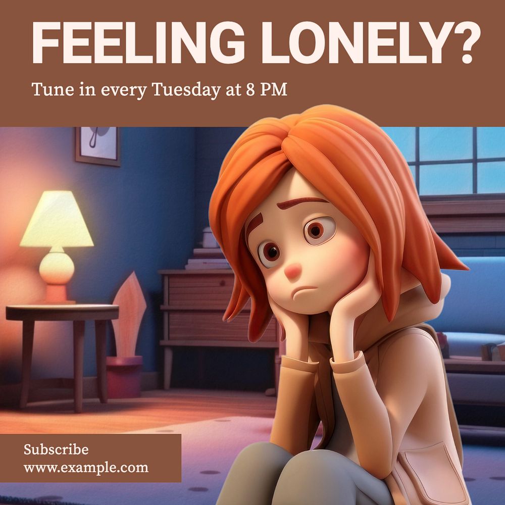 Loneliness podcast Instagram post template, editable text