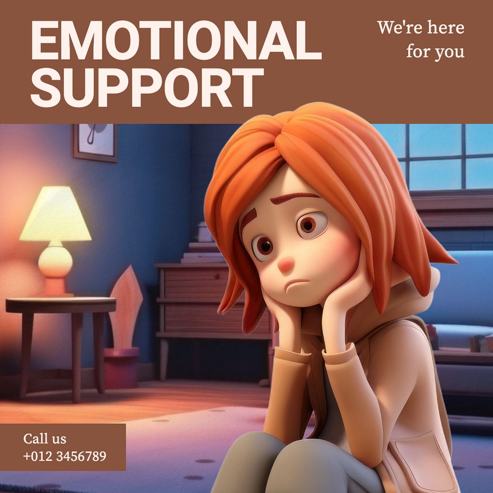 Emotional support Instagram post template, editable text