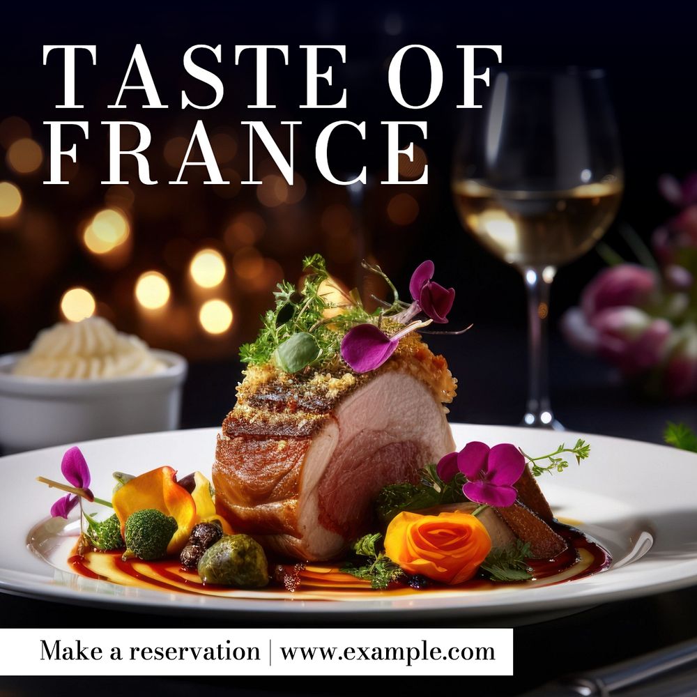 French restaurant Instagram post template, editable text