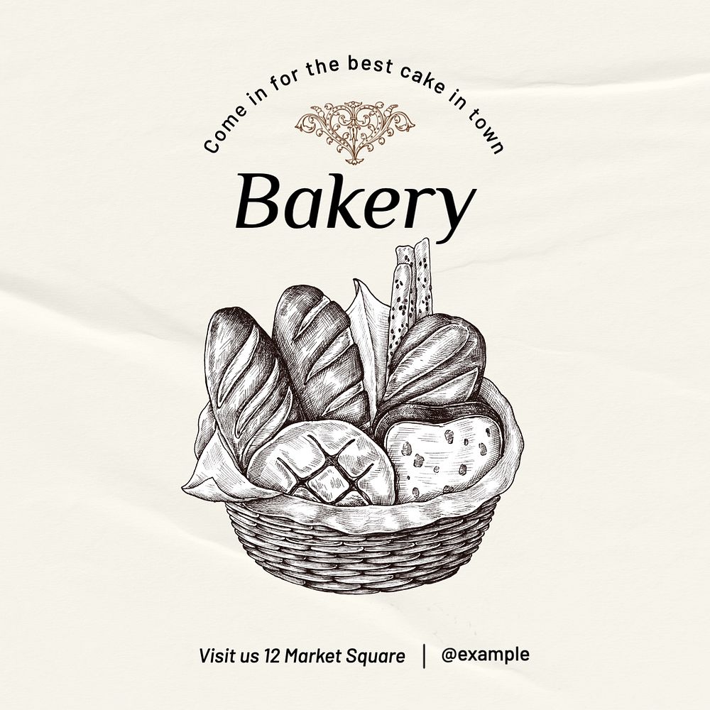 Bakery Instagram post template, editable text