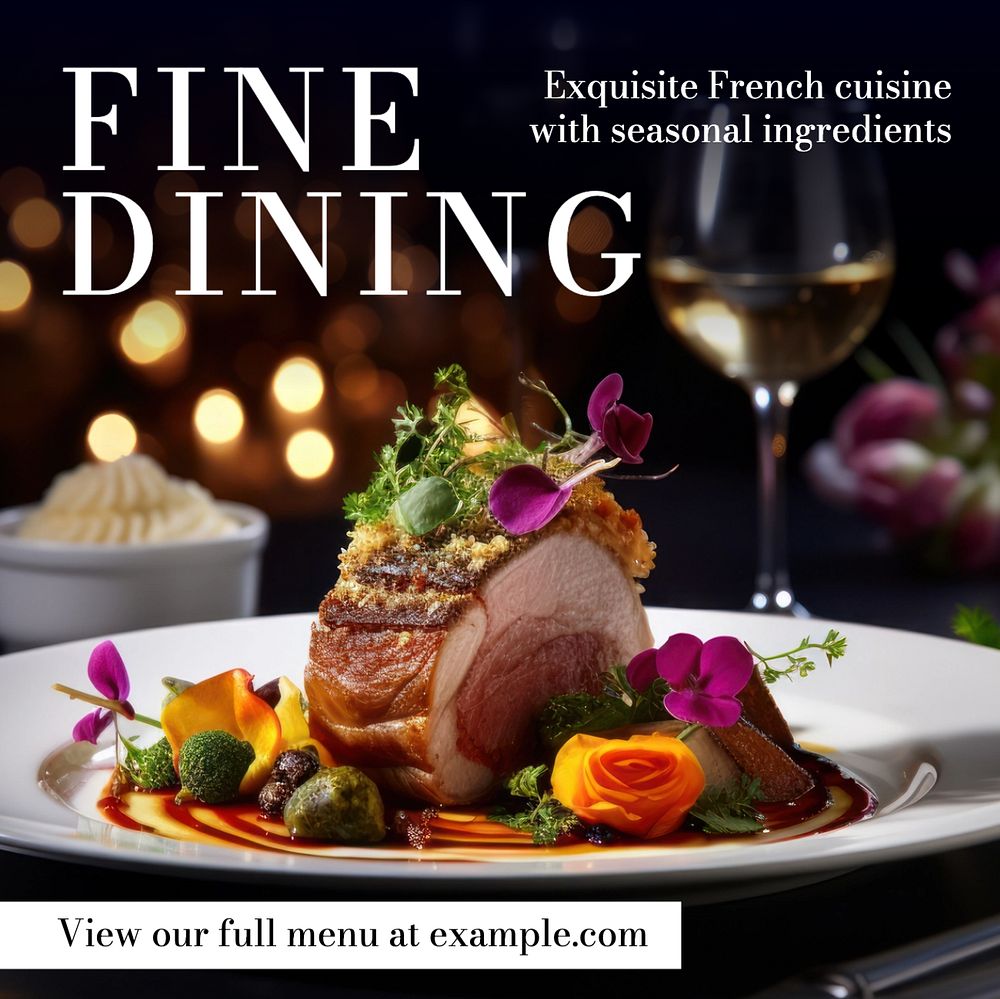 Fine dining Instagram post template, editable text