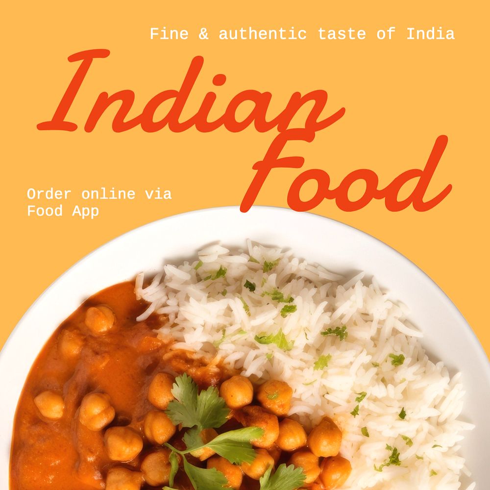 Indian food Instagram post template, editable text