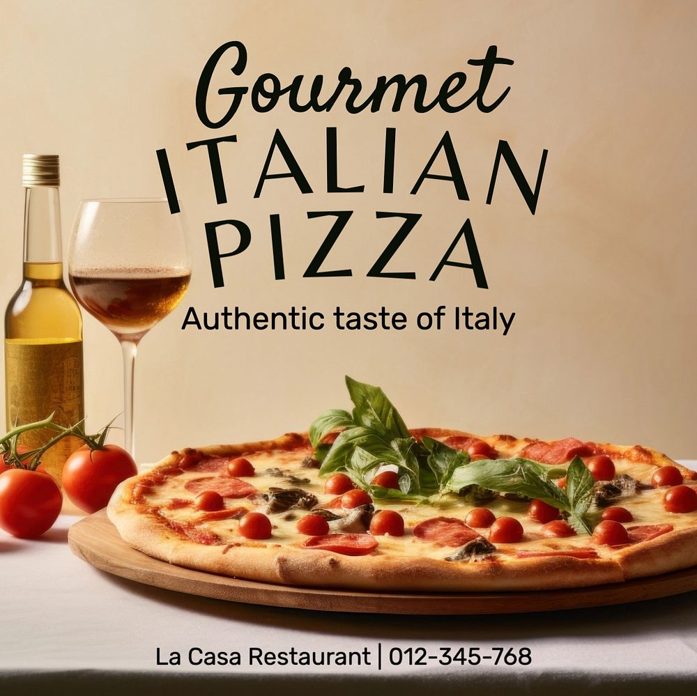 Gourmet Italian pizza Instagram post template, editable text