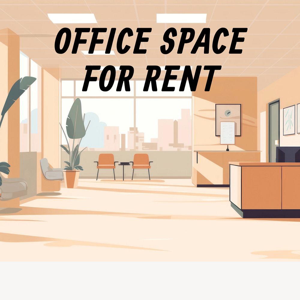 Renting office Instagram post template, editable text