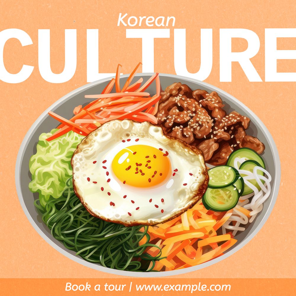 Korean culture Instagram post template, editable text