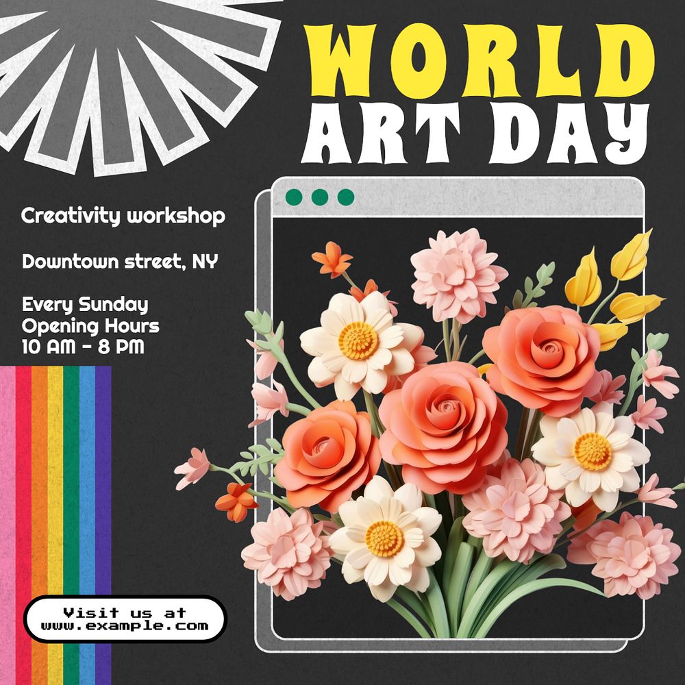 World art day Instagram post template, editable text