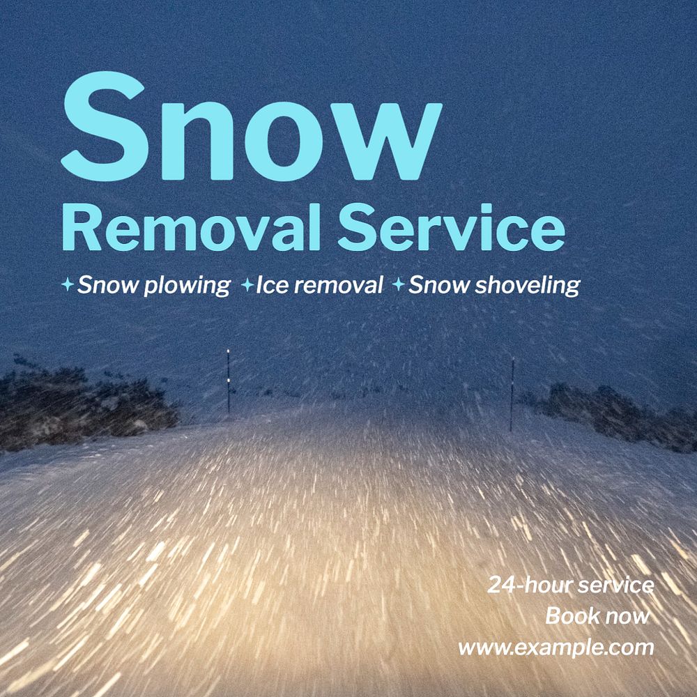 Snow removal service Instagram post template, editable text