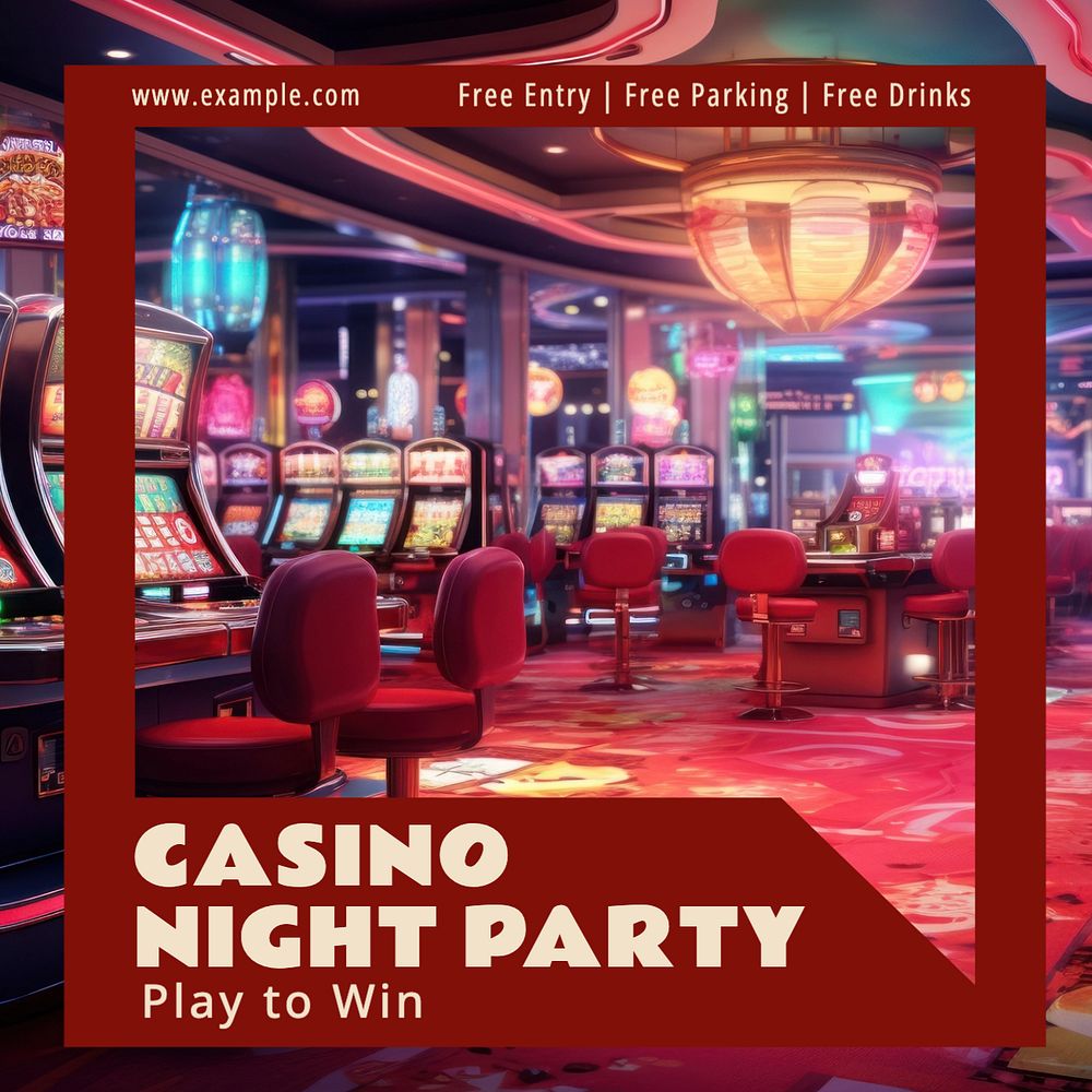 Casino night party Instagram post template, editable text