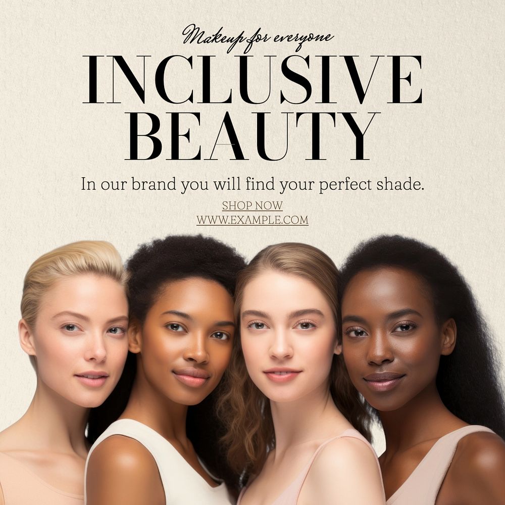 Inclusive beauty Instagram post template, editable text