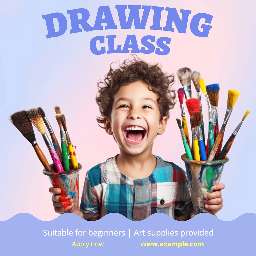 Drawing class Instagram post template, editable text