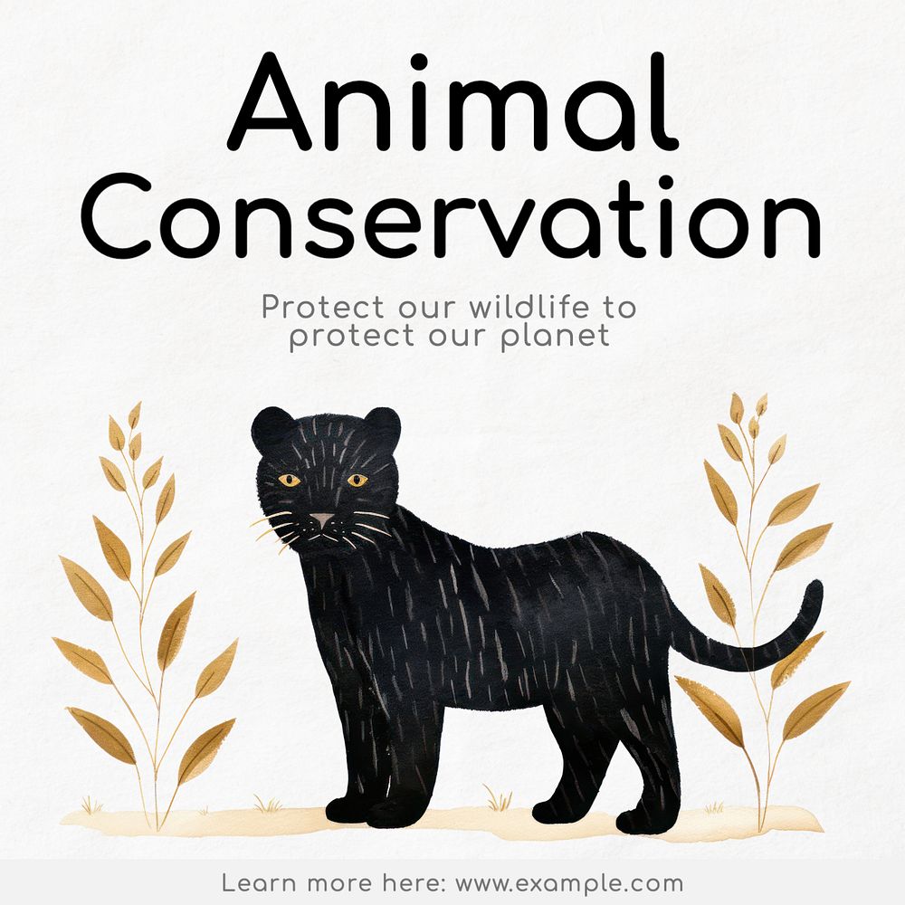 Animal conservation Instagram post template, editable text