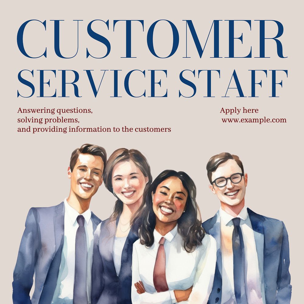 Customer service staff Instagram post template, editable text