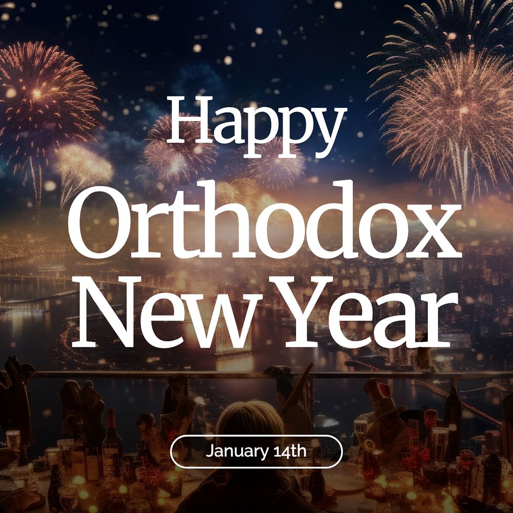 Ukraine Orthodox new year Instagram post template, editable text