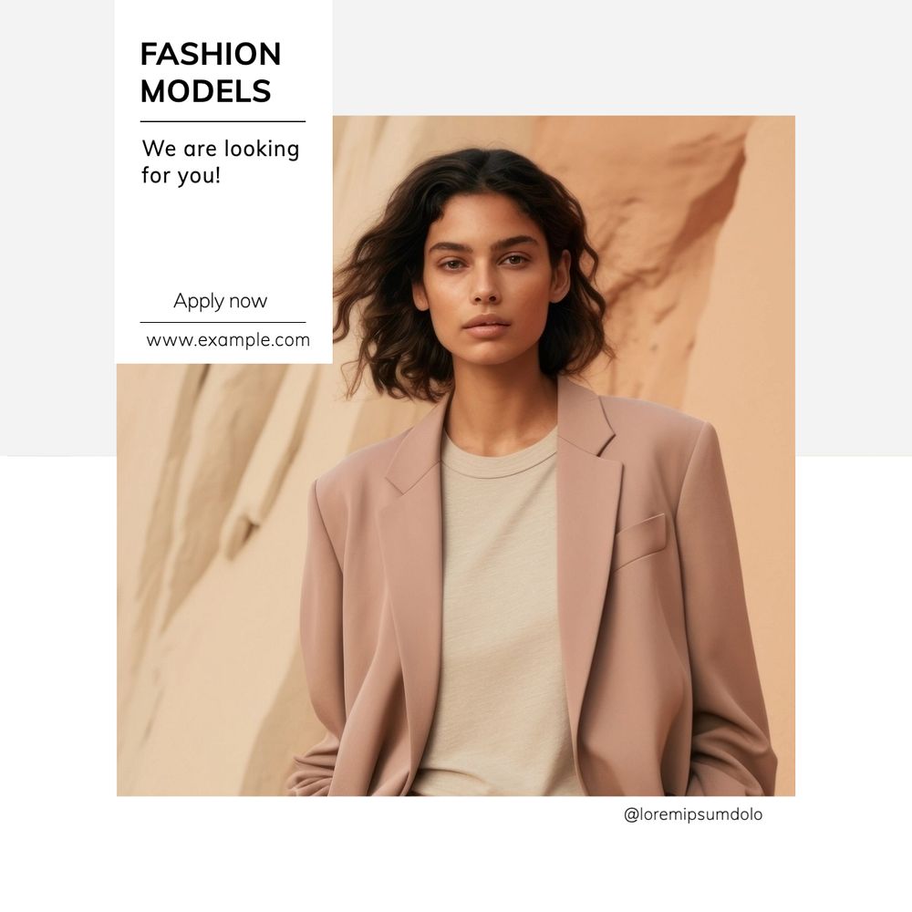 Hiring fashion models Instagram post template, editable text