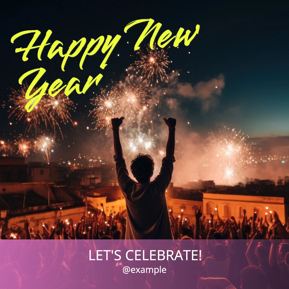 Happy new year Instagram post template, editable text