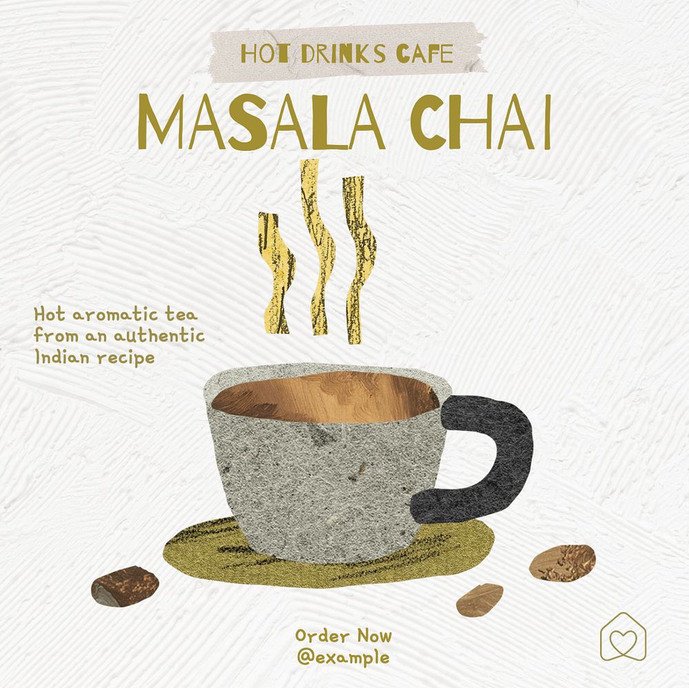 Masala chai Instagram post template, editable text