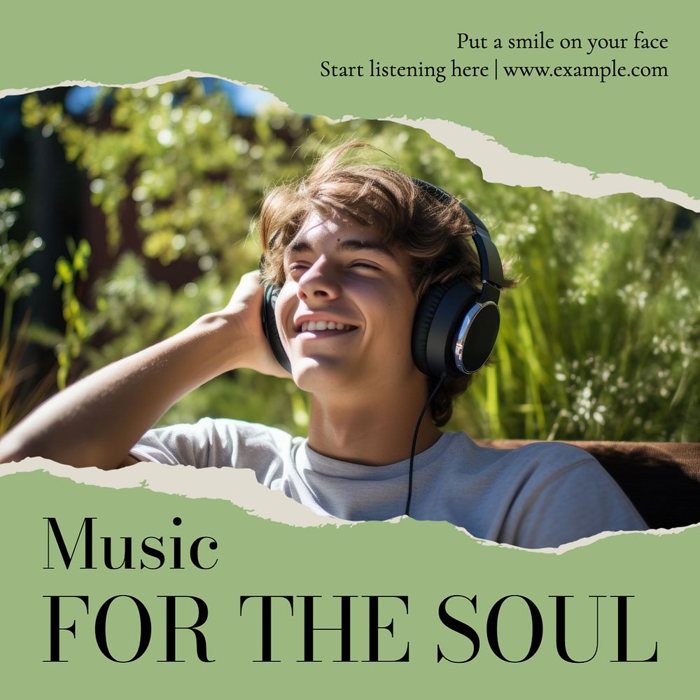 Soul music radio Instagram post template, editable text