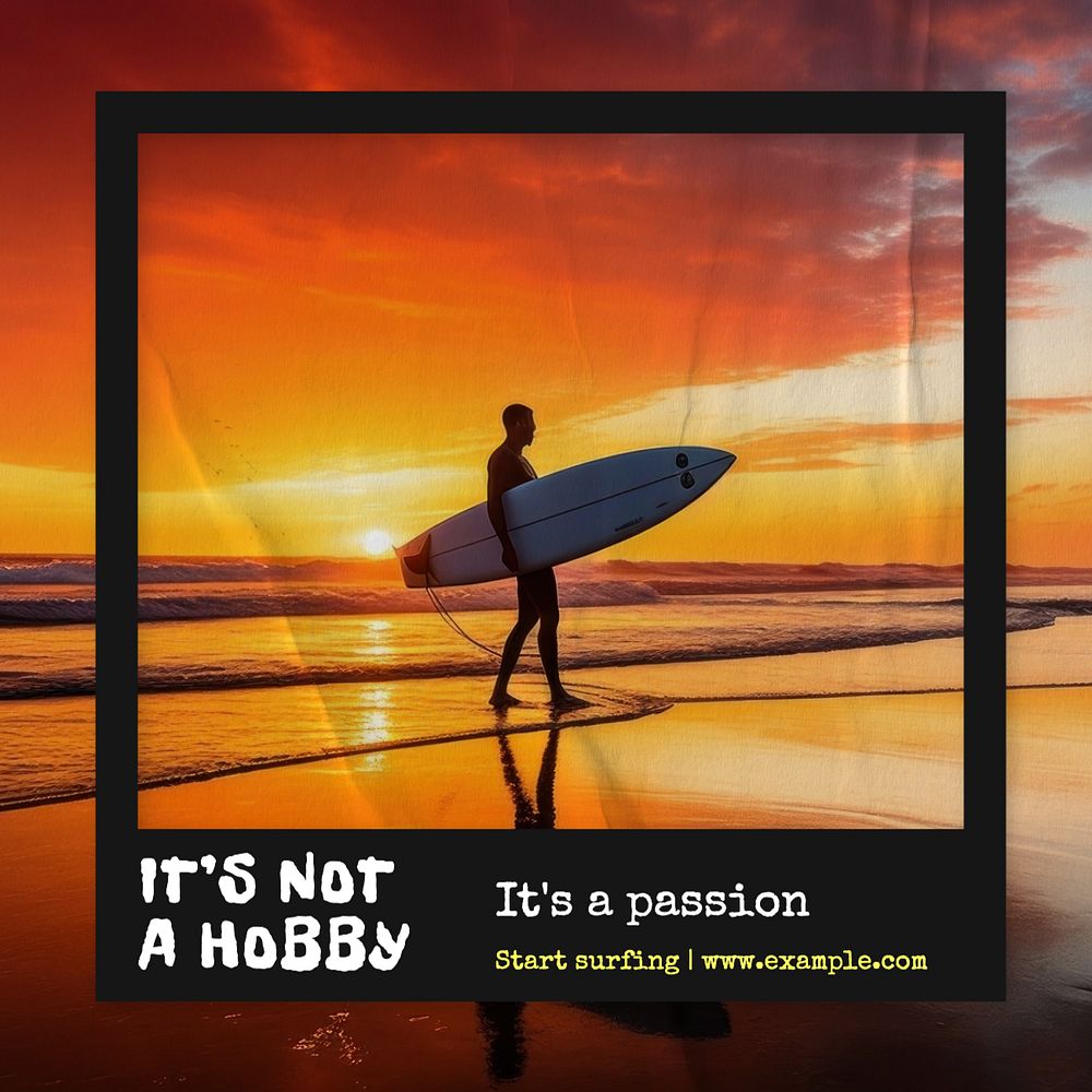 Hobbies Instagram post template, editable text