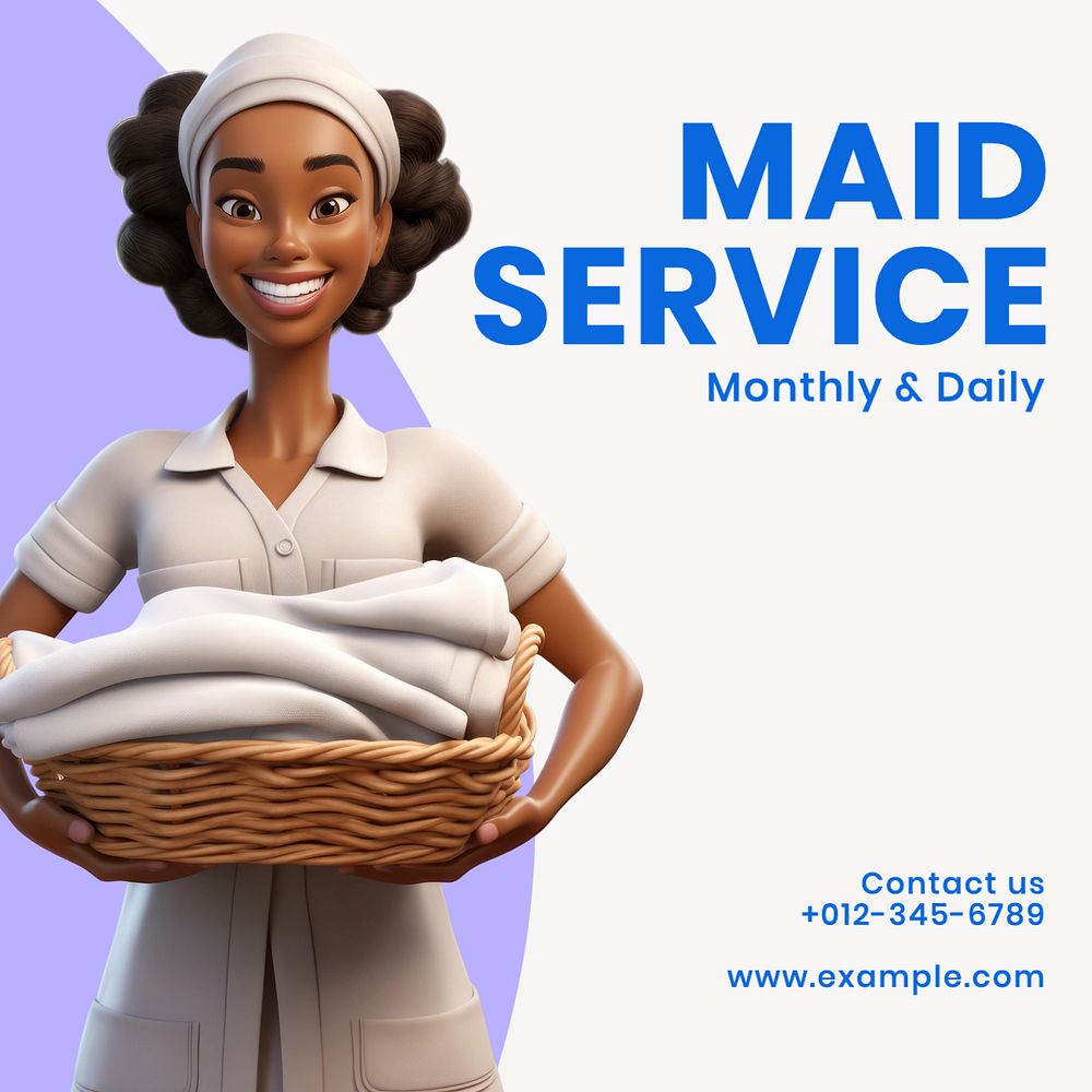 Maid service Instagram post template, editable text