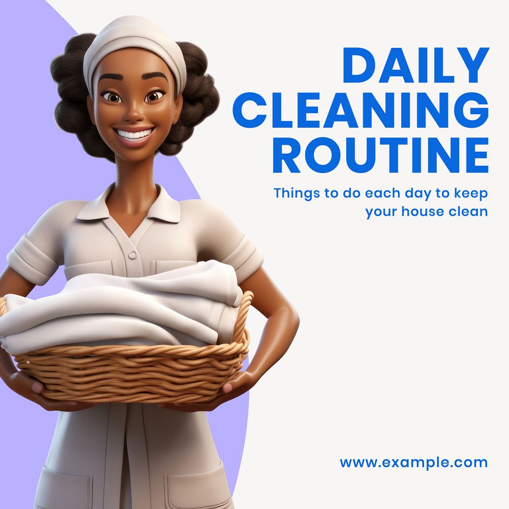 Daily cleaning routine Instagram post template, editable text