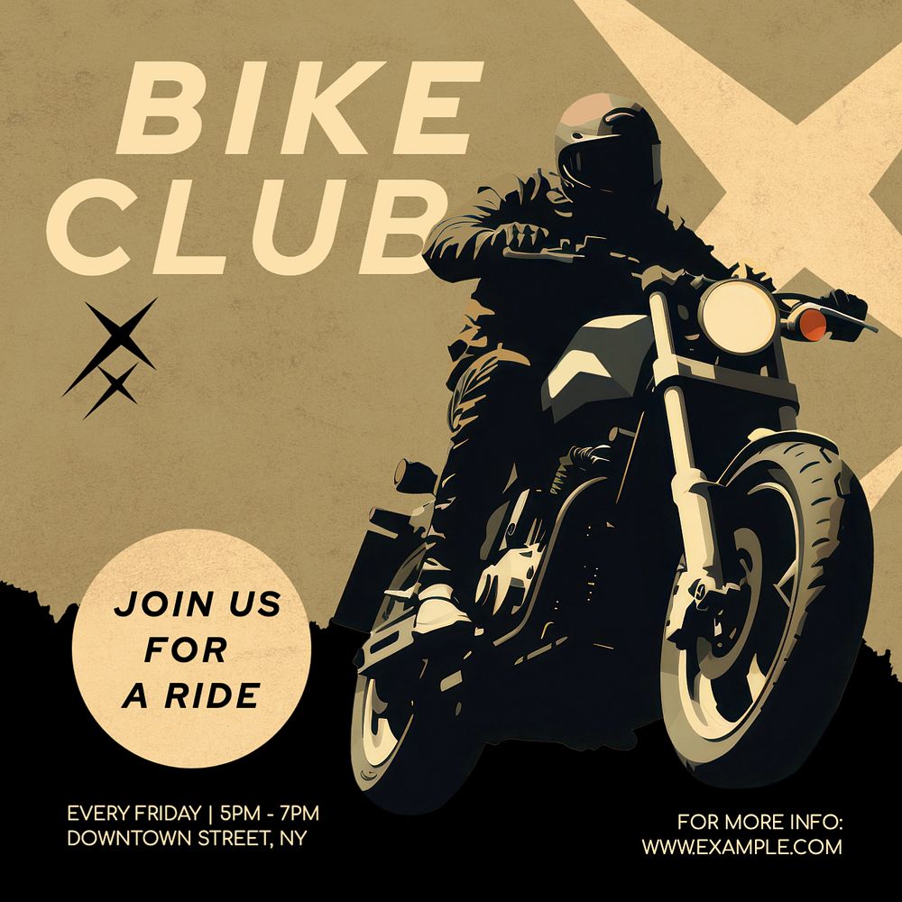 Bike club ads Instagram post template, editable text