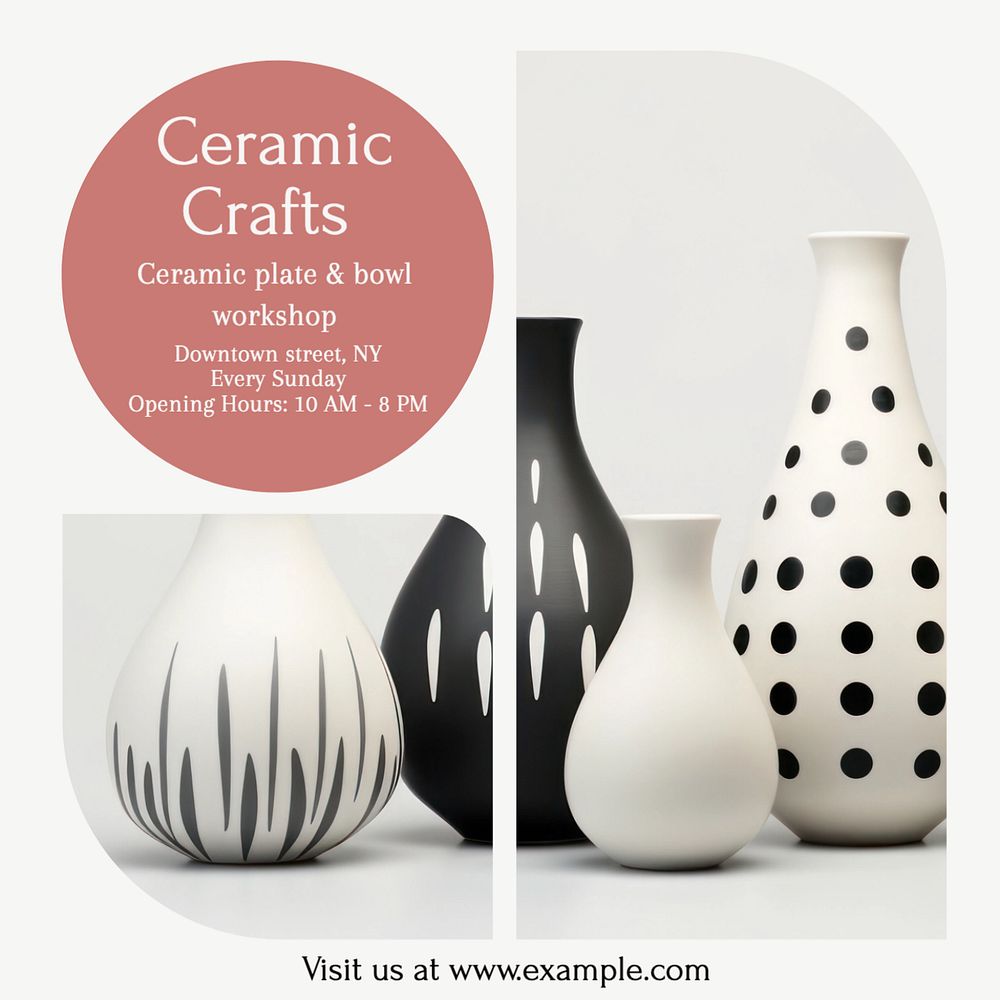 Ceramic craft Instagram post template, editable text