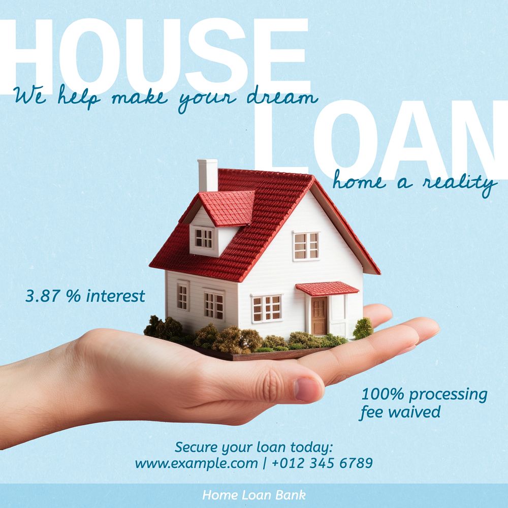 House loan Instagram post template, editable text