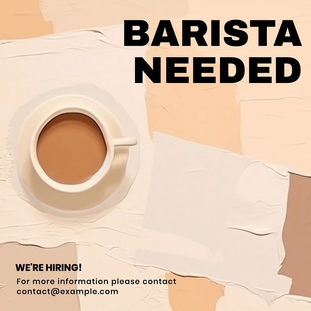 Barista needed Instagram post template, editable text