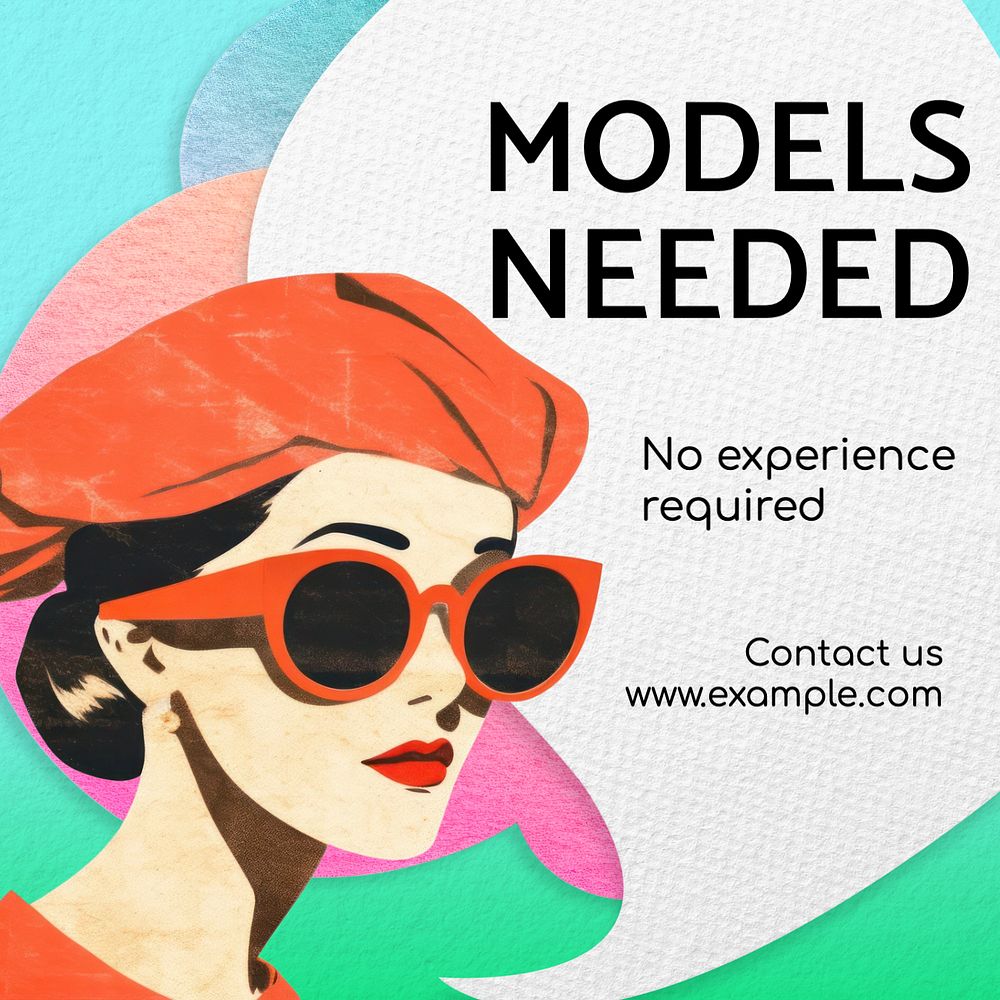 Models needed Instagram post template, editable text