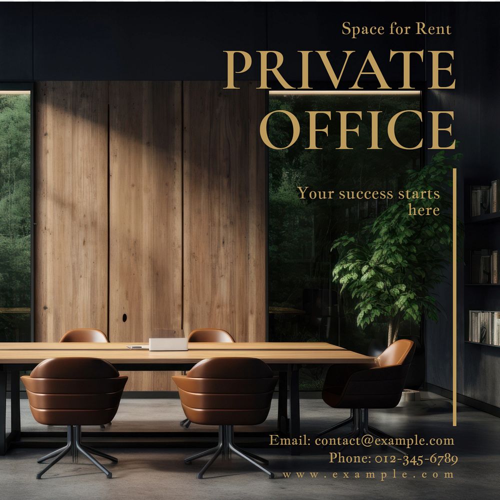 Private office Instagram post template, editable text