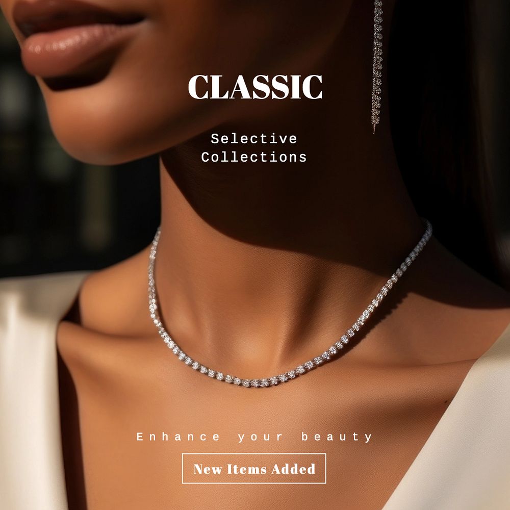 Jewelry collection Instagram post template, editable text