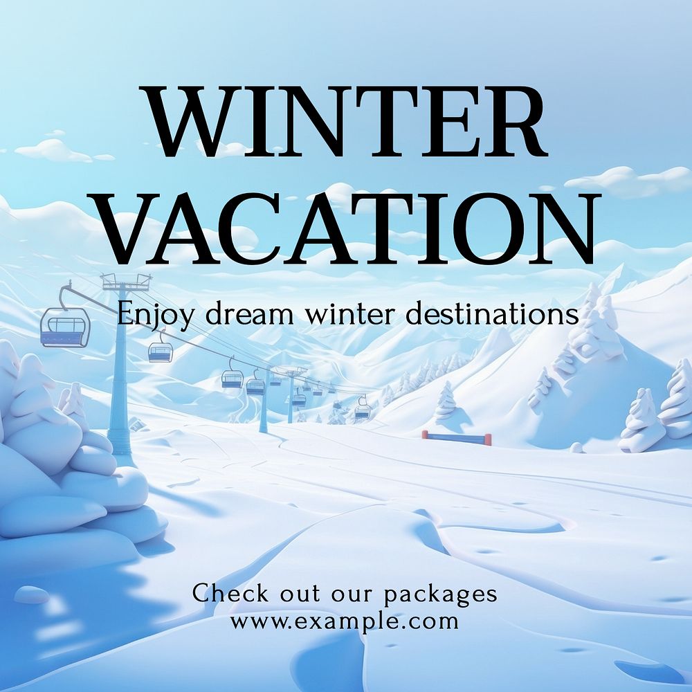 Winter vacation Instagram post template, editable text