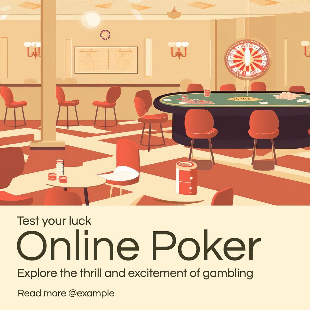 Online poker Instagram post template, editable text