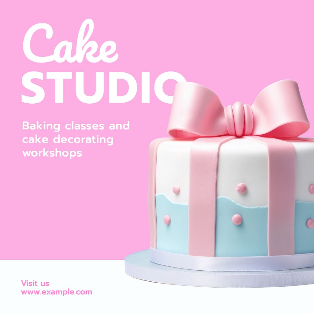 Cake studio Instagram post template, editable text