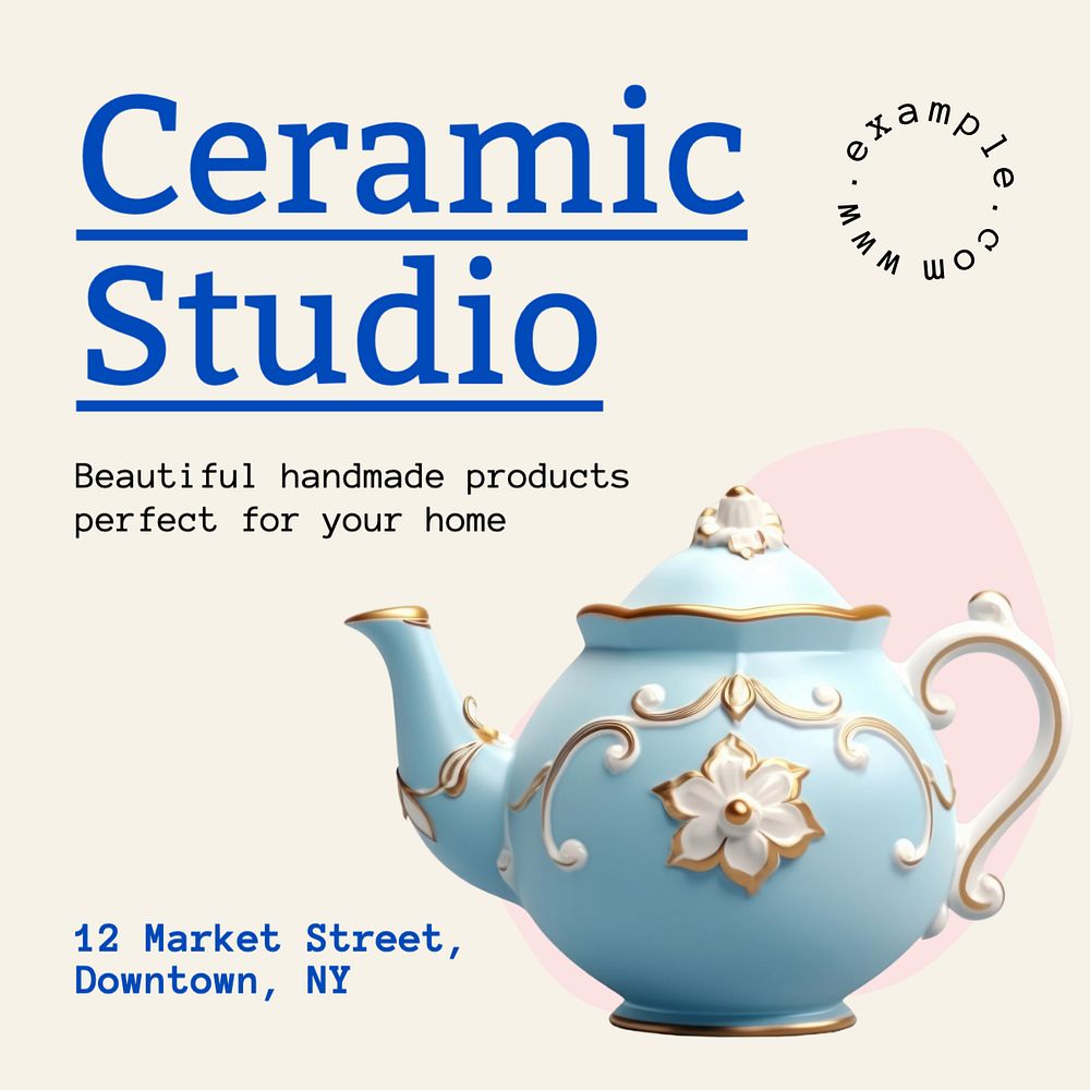 Ceramic studio Instagram post template, editable text